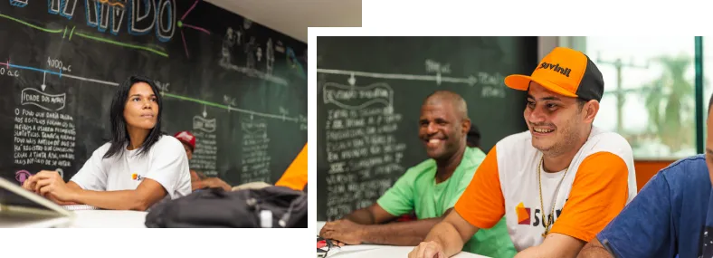 capacitacao Pessoas em uma sala de aula no programa pintar o bem