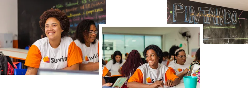 conheca Pessoas em uma sala de aula no programa pintar o bem