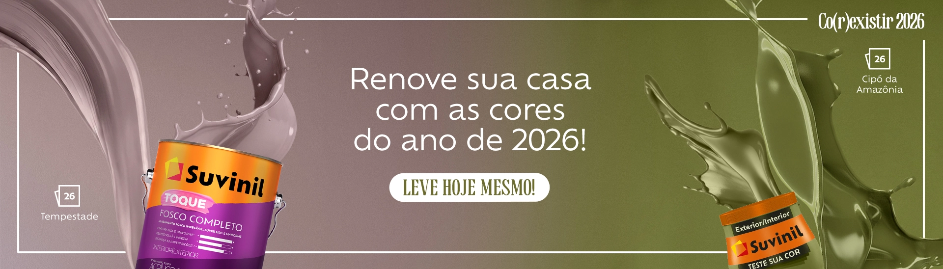 Cores do ano Suvinil 2026 Co(r)existir - Tudo muda a cor. E cor, muda tudo.